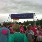 The rain stops! Starting line - together we will beat cancer