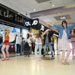 Models at Fashion on the move flash mob shoppers