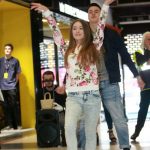 Models at Fashion on the move flash mob shoppers