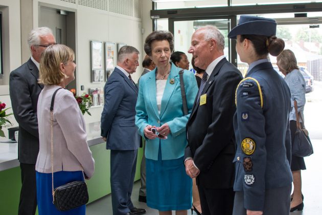 HRH THe Princess Royal speaks with John Crabtree OBE and Sense CEO Gill Morbey at TouchBase