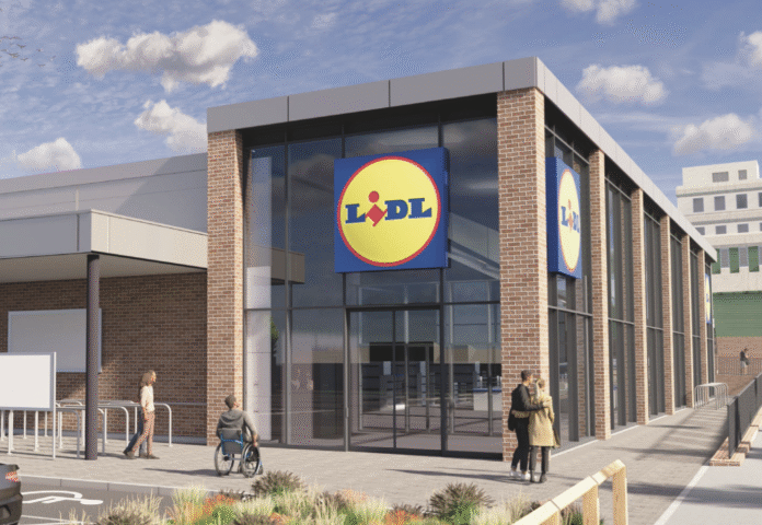 Glass and Red brick Lidl store